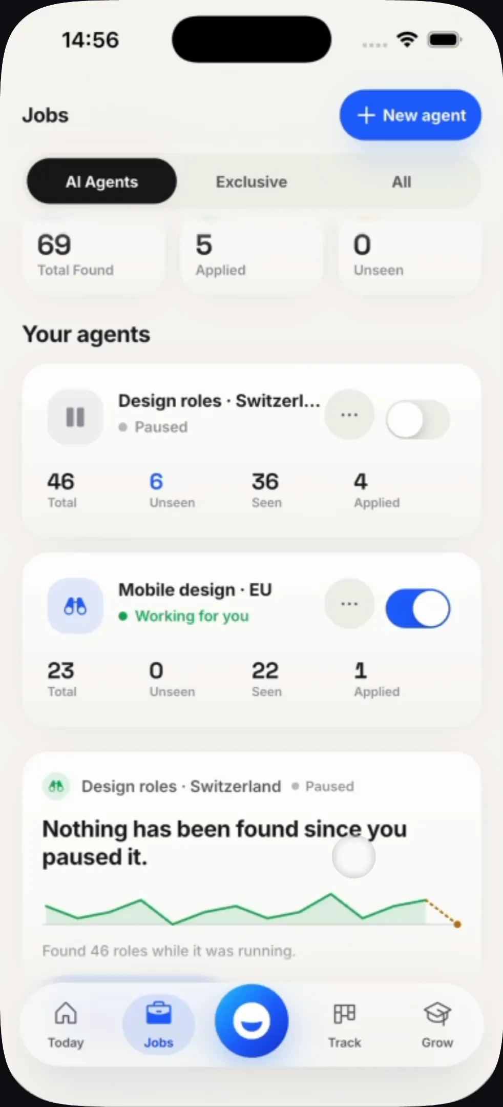 Standout — saved agents with live counts