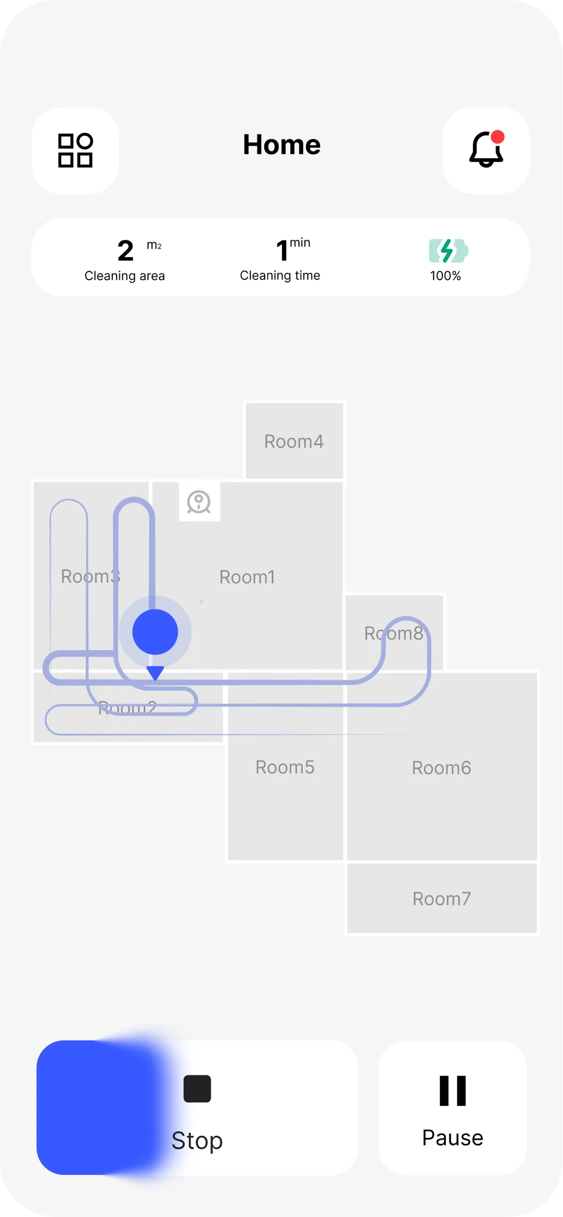 Vacuum App — the route drawing itself on the map