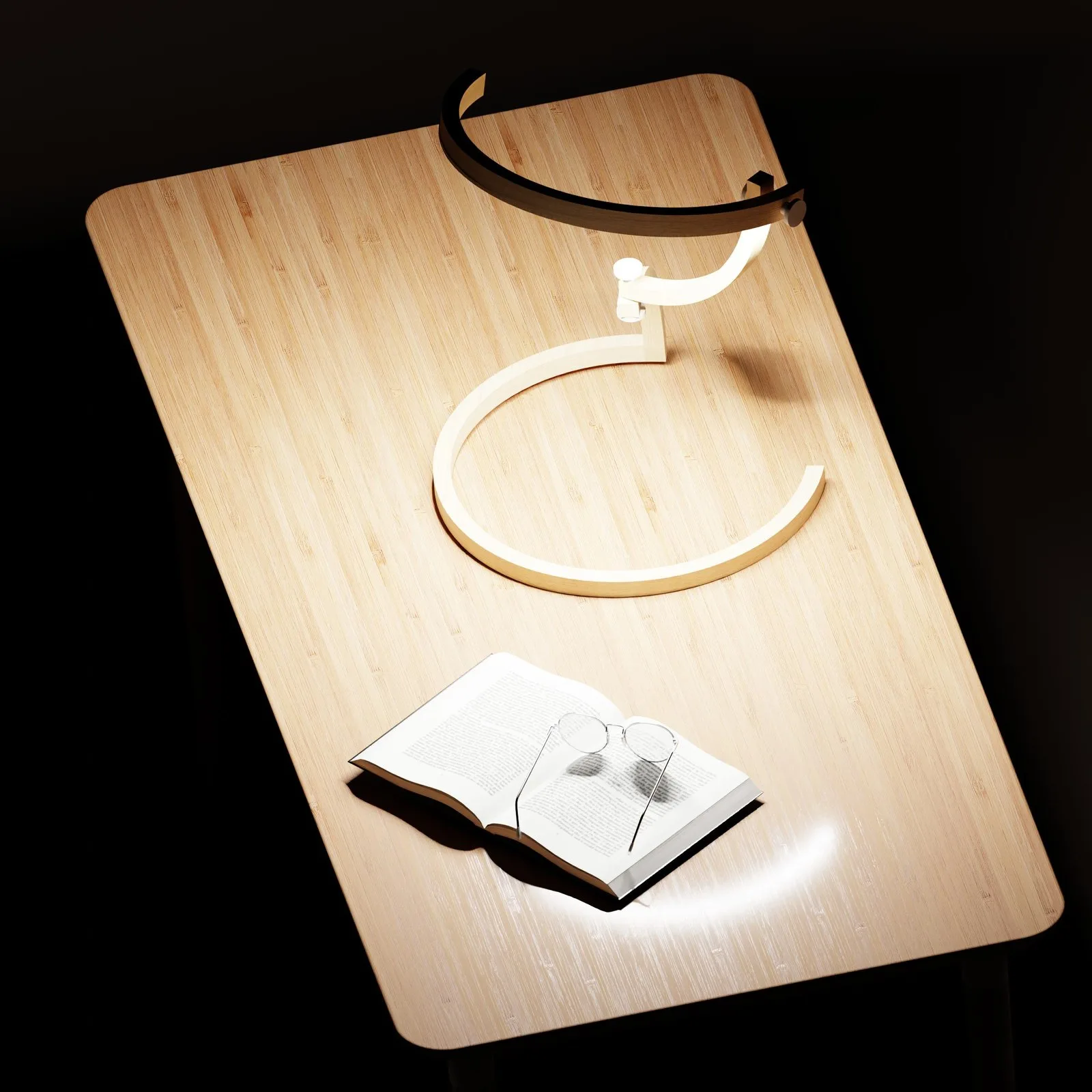Cloop — Cloop lighting an open book on a wooden desk
