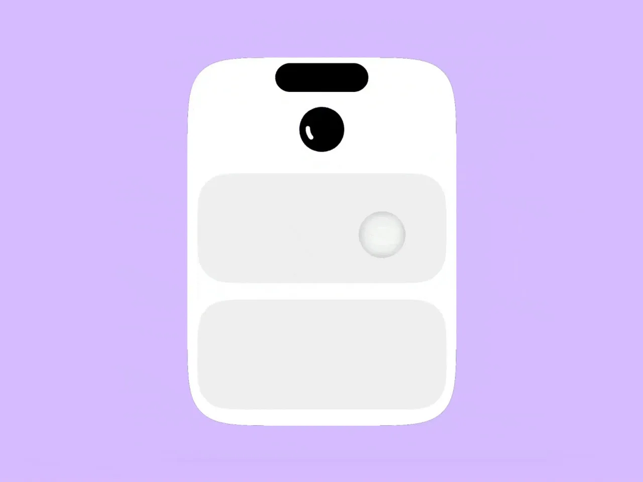 Shot — A phone's island stretching open and the cards below reflowing around it