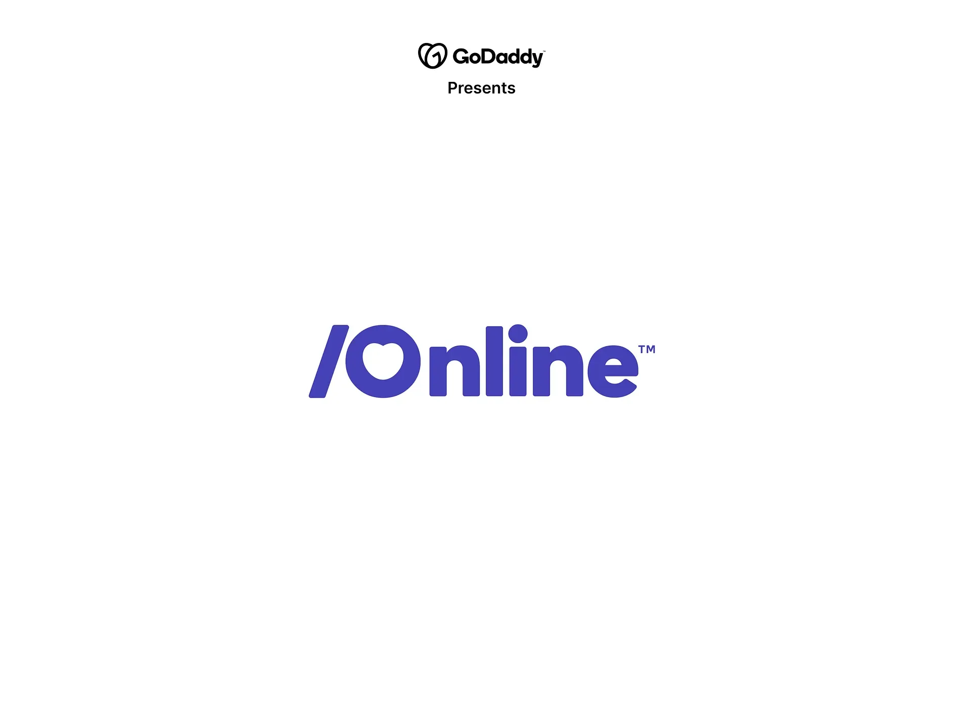 Shot — An /Online wordmark, set for a GoDaddy presentation
