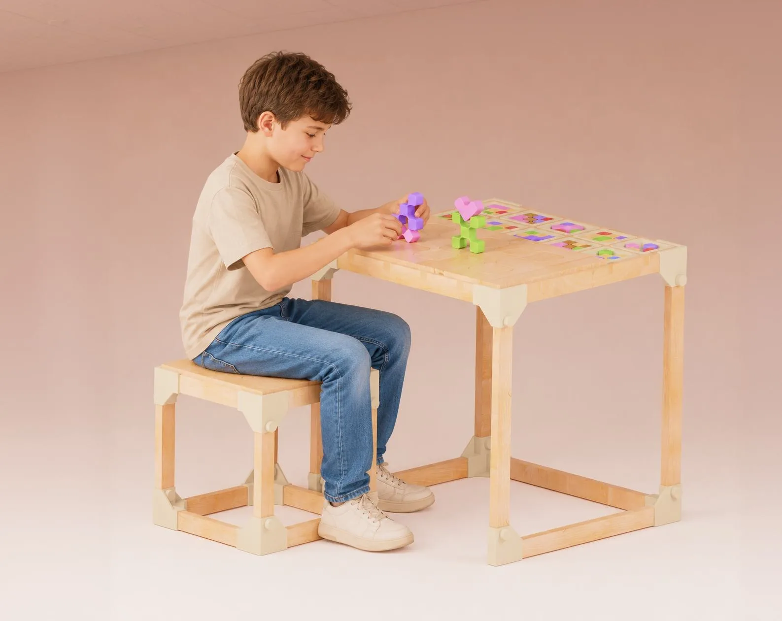 Morpho — a child at the Morpho desk, mid-build