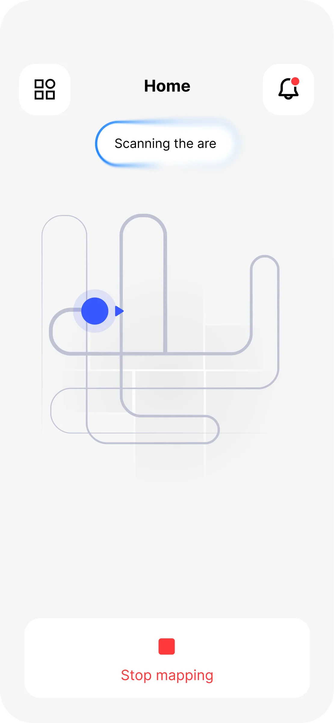 Vacuum App — the robot scanning the floor live