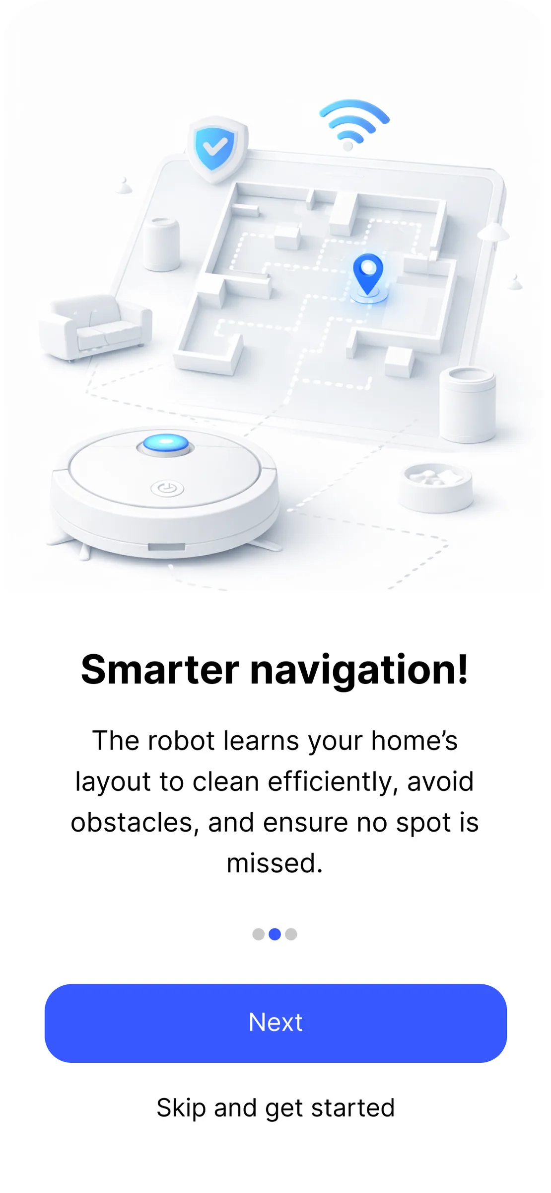 Vacuum App — onboarding: smarter navigation