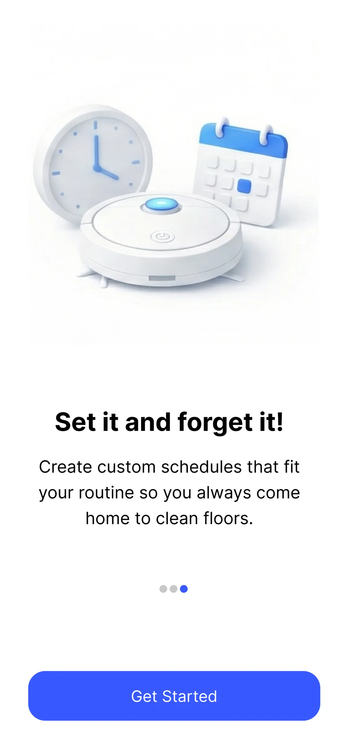 Vacuum App — onboarding: set it and forget it