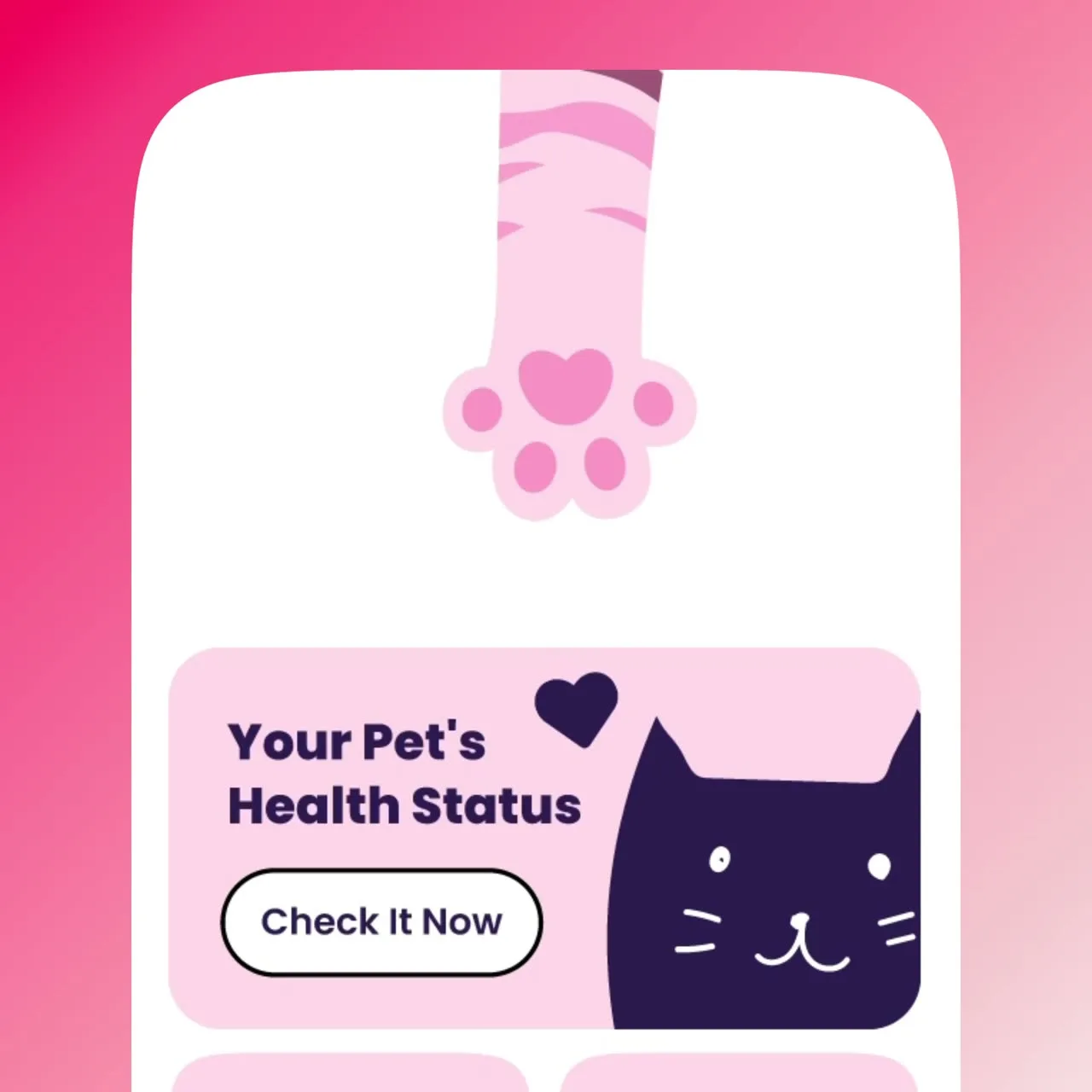 Shot — A pet care card pulled down by a paw