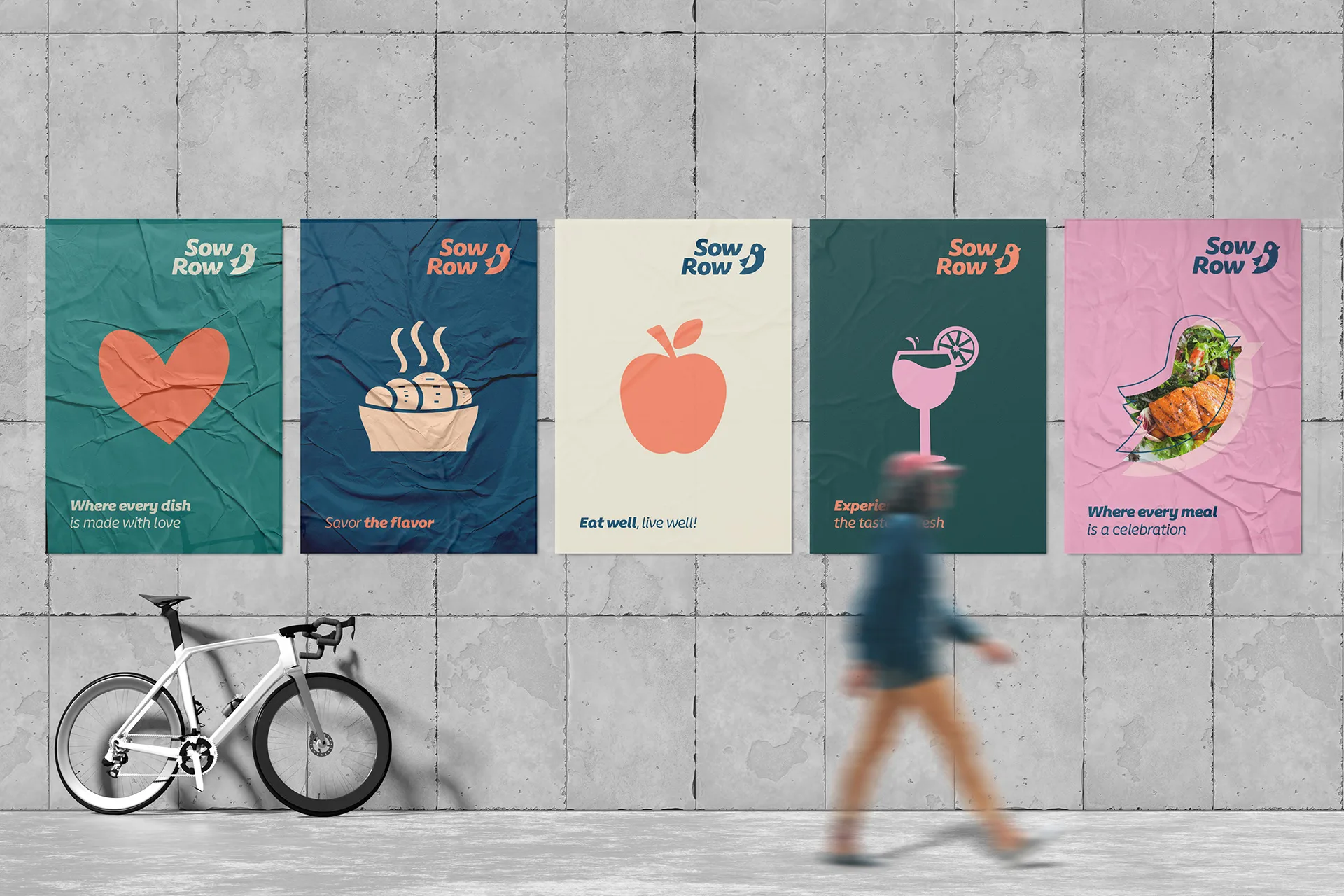 Sow Row — five Sow Row posters pasted on a wall