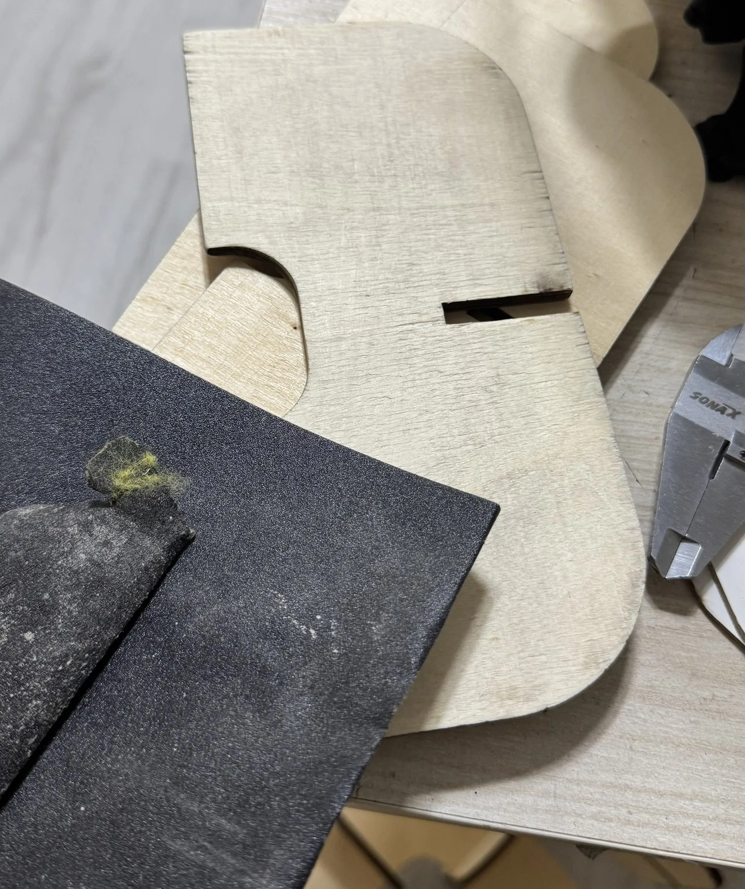 Slot-Fit — a routed plywood blank on the bench