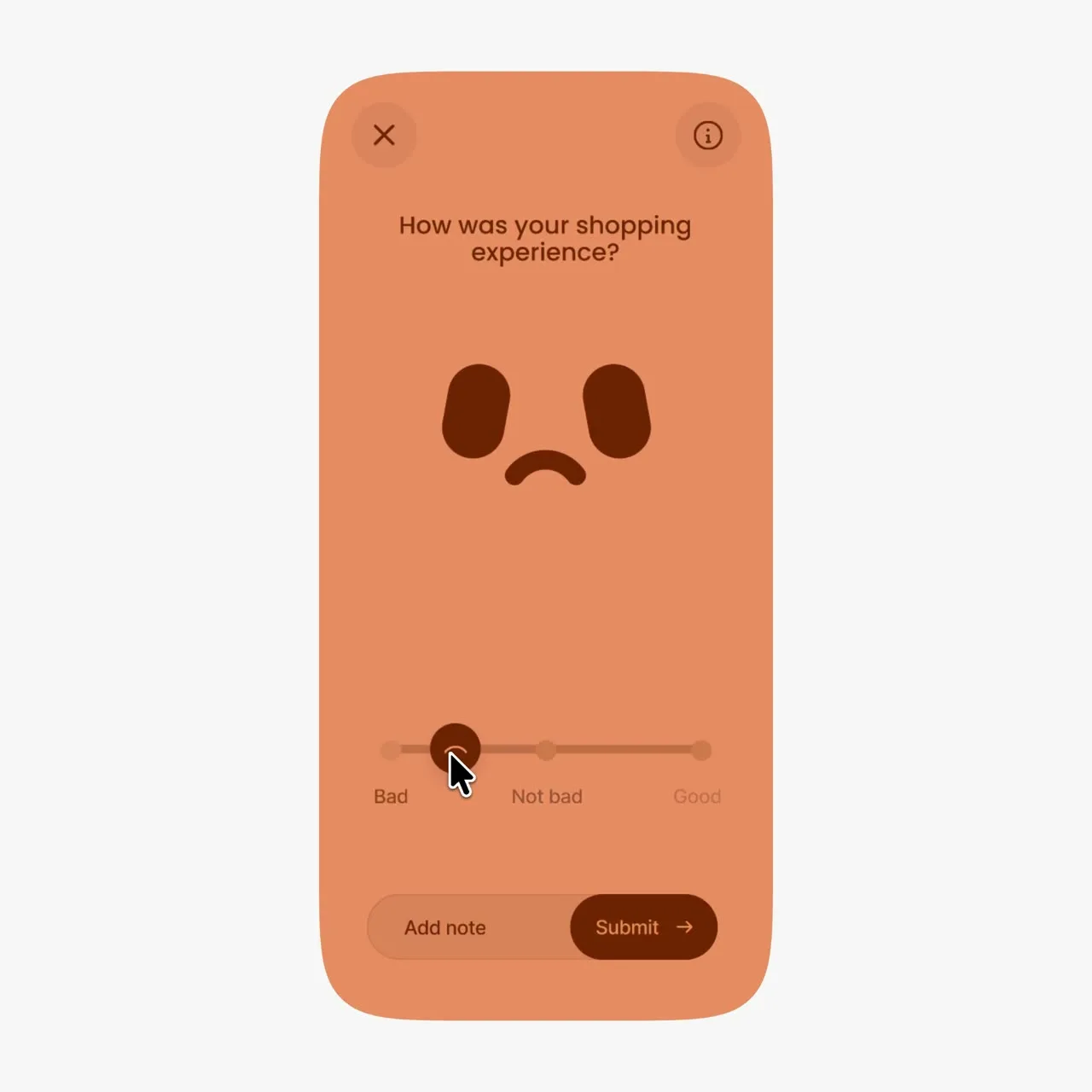 Shot — A satisfaction scale whose face and colour answer with you