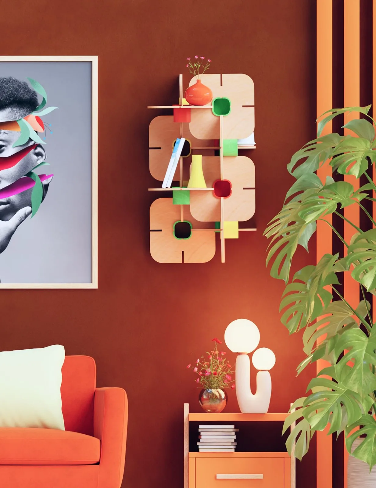 Slot-Fit — Slot-Fit in a terracotta living room
