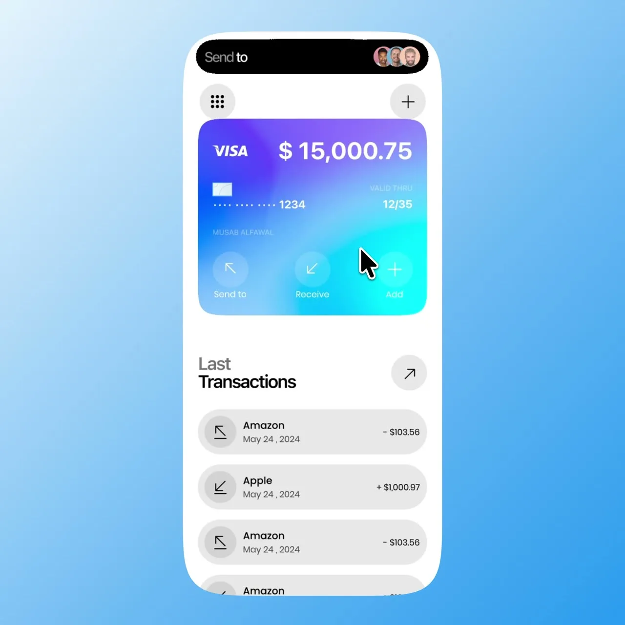 Shot — A transfer screen opening onto its transaction history