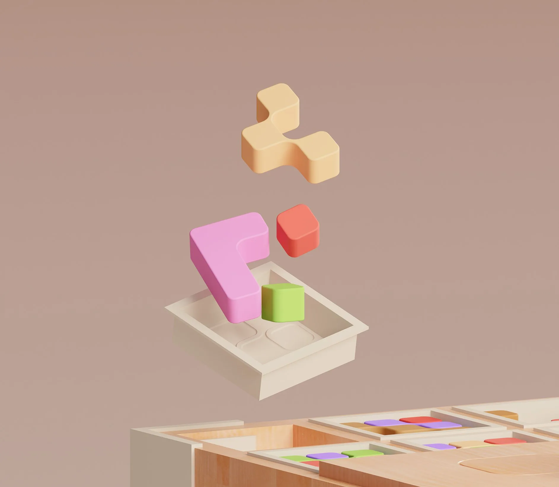 Morpho — pieces dropping into an open tray