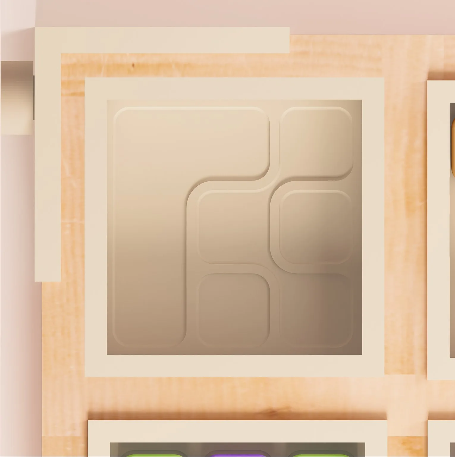 Morpho — macro of a single puzzle tray relief