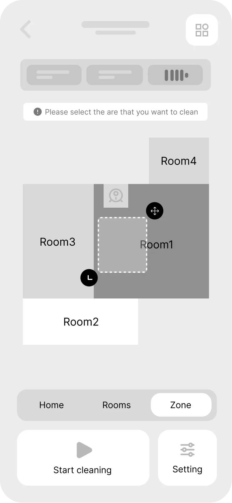 Vacuum App — wireframe — drawing a zone