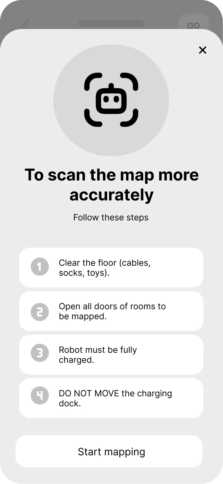 Vacuum App — wireframe — scan tips