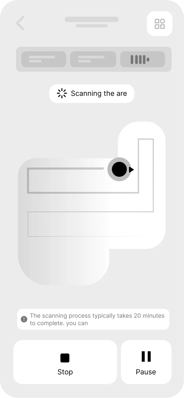 Vacuum App — wireframe — scanning