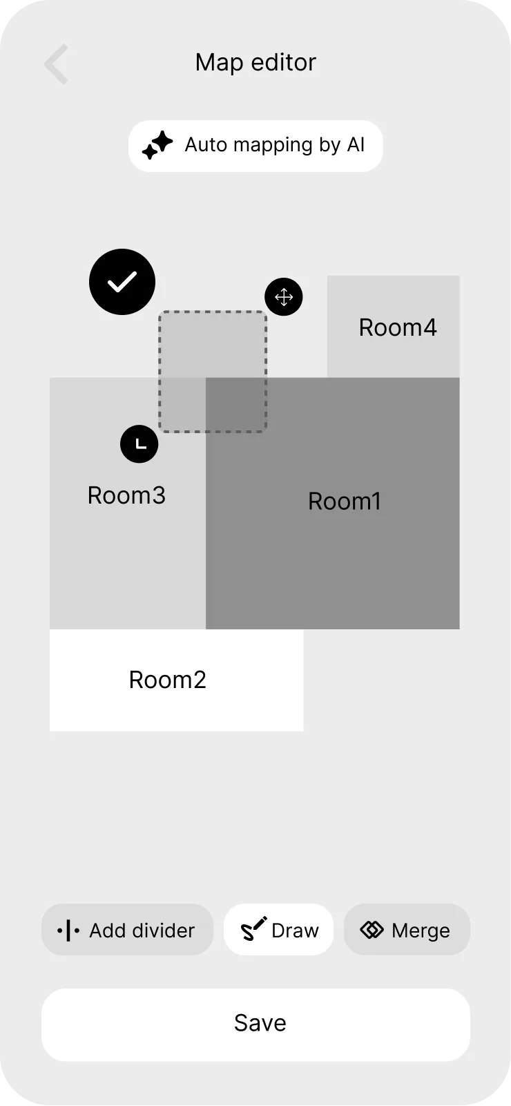 Vacuum App — wireframe — map editor