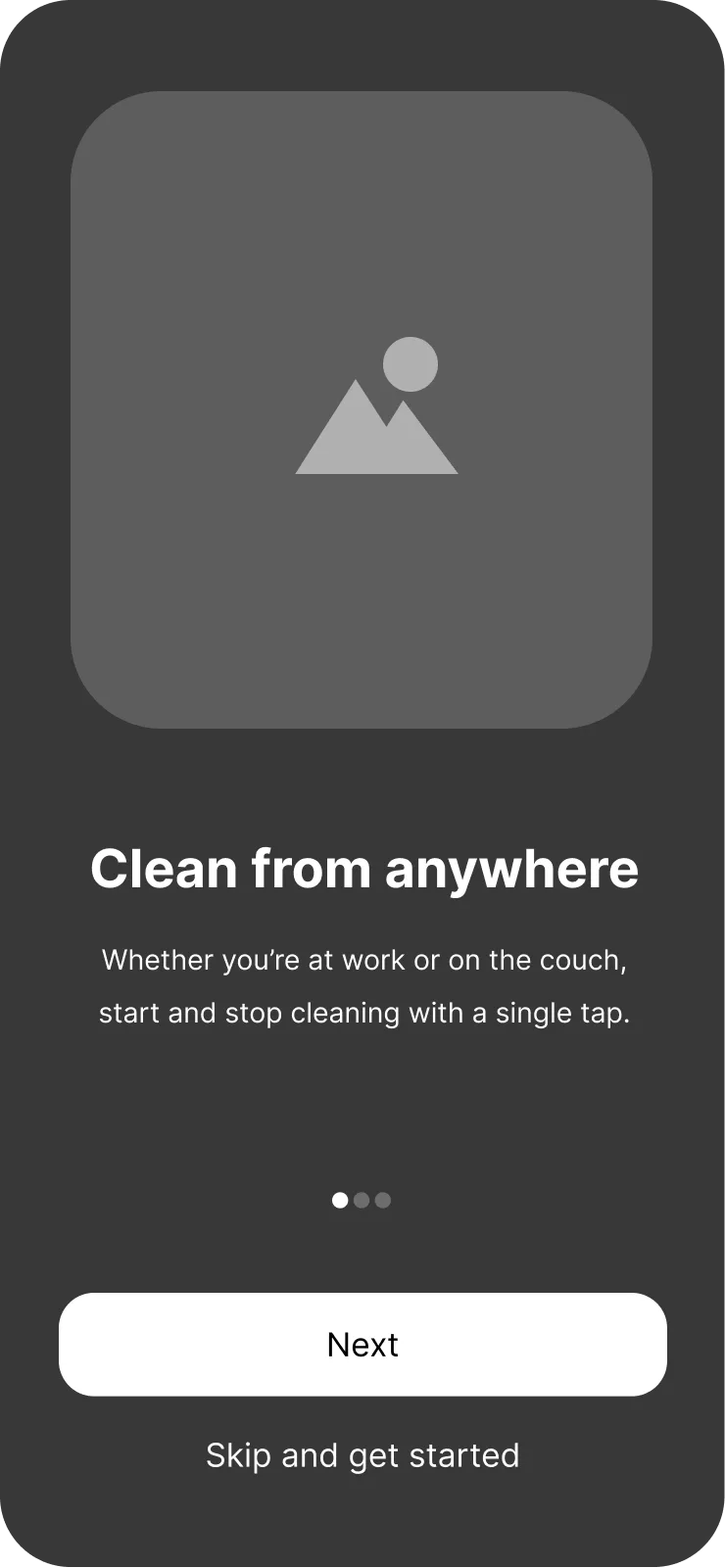 Vacuum App — wireframe — onboarding 1