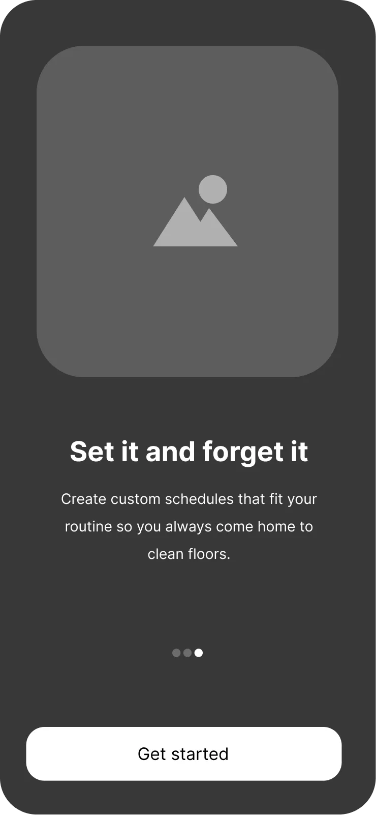 Vacuum App — wireframe — onboarding 3
